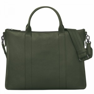 Longchamp 3D Briefcase - Leather Khaki | HPLW42051