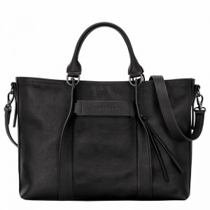 Longchamp 3D L Handbag - Leather Black | JRHU09347