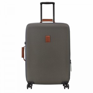 Longchamp Boxford L Suitcase - Recycled canvas Brown | USYQ93810