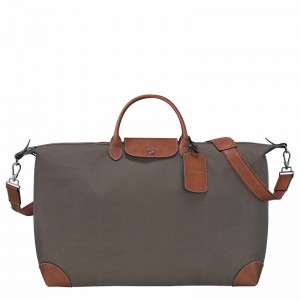 Longchamp Boxford M Travel bag - Recycled canvas Brown | DGUK17634