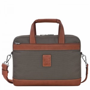 Longchamp Boxford S Briefcase - Recycled canvas Brown | KWOT37862