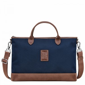 Longchamp Boxford S Briefcase - Recycled canvas Blue | GHDE29378