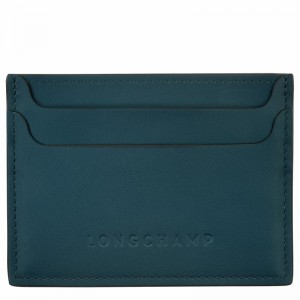 Longchamp Le FOULONNÉ Card holder - Leather Blue | TXHN65743