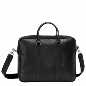 Longchamp Le FOULONNÉ M Briefcase - Leather Black | KBET87629