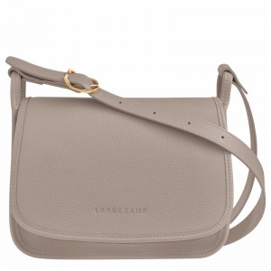 Longchamp Le FOULONNÉ M Crossbody bag - Leather Grey | ECMS31509