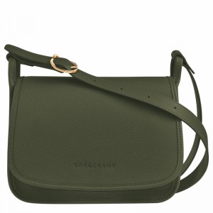 Longchamp Le FOULONNÉ M Crossbody bag - Leather Khaki | EPTW94360