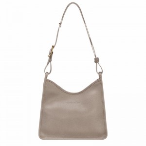 Longchamp Le FOULONNÉ M Hobo bag - Leather Grey | EQRO79013