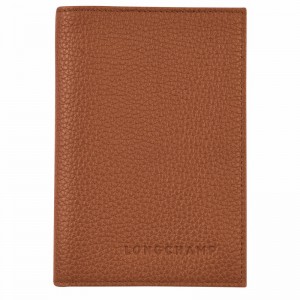 Longchamp Le FOULONNÉ Passport cover - Leather Caramel | ETYD60724