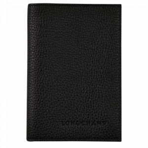 Longchamp Le FOULONNÉ Passport cover - Leather Black | RNJY90628