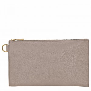 Longchamp Le FOULONNÉ Pouch - Leather Grey | RYKQ49837