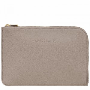 Longchamp Le FOULONNÉ Pouch - Leather Grey | RKYB20396