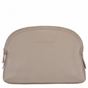 Longchamp Le FOULONNÉ Pouch - Leather Grey | CHED87325