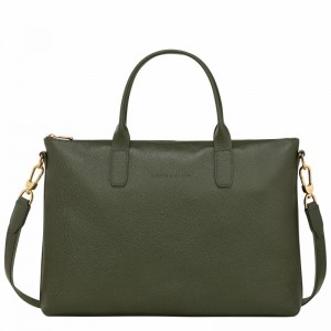 Longchamp Le FOULONNÉ S Briefcase - Leather Khaki | WEZB02457