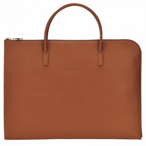 Longchamp Le FOULONNÉ S Briefcase - Leather Caramel | HKBS43697