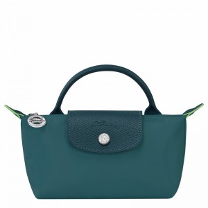 Longchamp Le Pliage Green Pouch with handle - Recycled canvas Peacock | HUMT63012