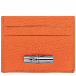 Longchamp Le Roseau Card holder - Leather Orange | IQZF83542