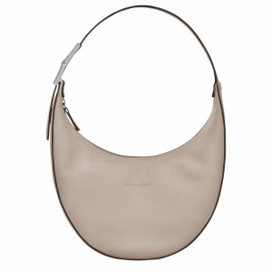 Longchamp Le Roseau Essential M Hobo bag - Leather Grey | UMRA61238