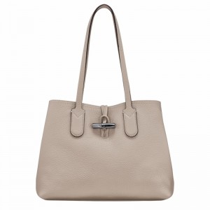 Longchamp Le Roseau Essential M Tote bag - Leather Grey | JWHK37854