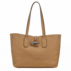 Longchamp Le Roseau Essential M Tote bag - Leather Khaki | ABLH03594