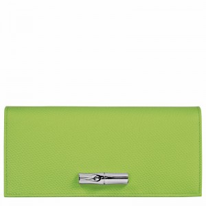 Longchamp Le Roseau Flap wallet - Leather Green Light | MRWV16350