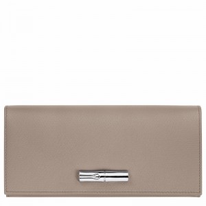 Longchamp Le Roseau Flap wallet - Leather Grey | VTZA42370