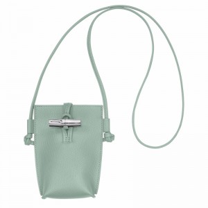 Longchamp Le Roseau Phone case - Leather Celadon | SUCJ35248