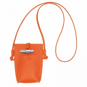 Longchamp Le Roseau Phone case - Leather Orange | ZLXG80621