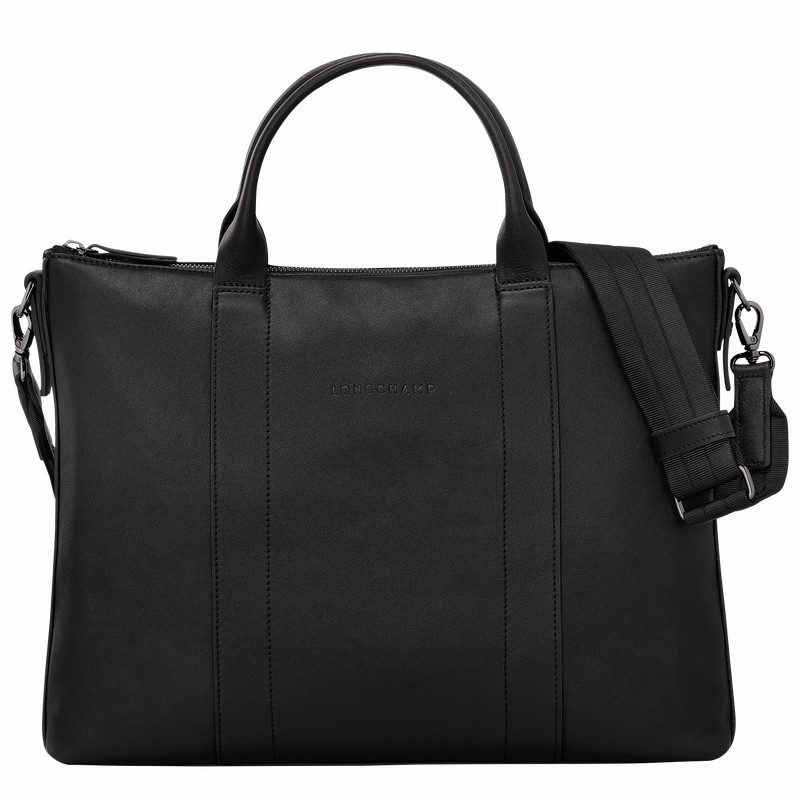 Longchamp 3D Briefcase - Leather Black | WDLN92384