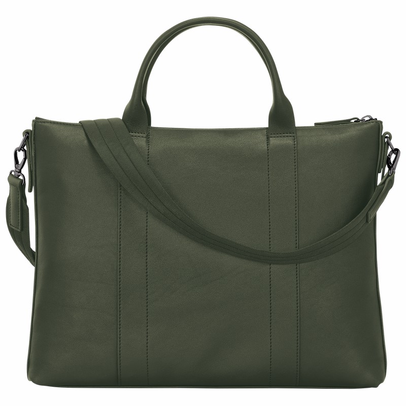 Longchamp 3D Briefcase - Leather Khaki | CYGZ82540