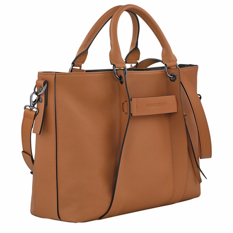 Longchamp 3D L Handbag - Leather Beige | OKDI02371