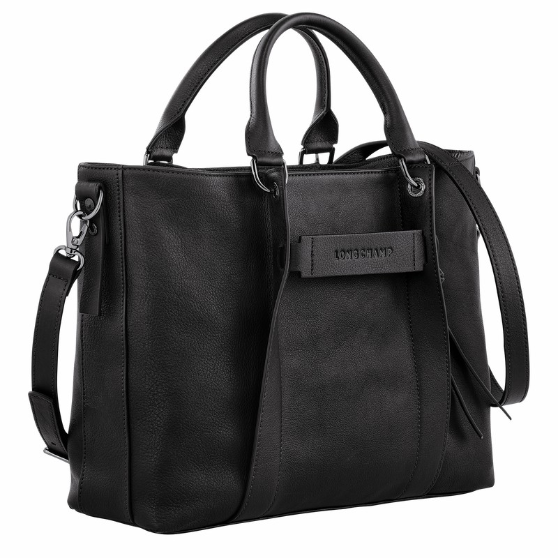 Longchamp 3D L Handbag - Leather Black | JRHU09347