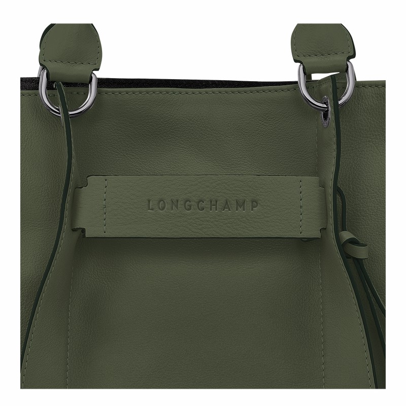 Longchamp 3D L Handbag - Leather Khaki | TQMX34965