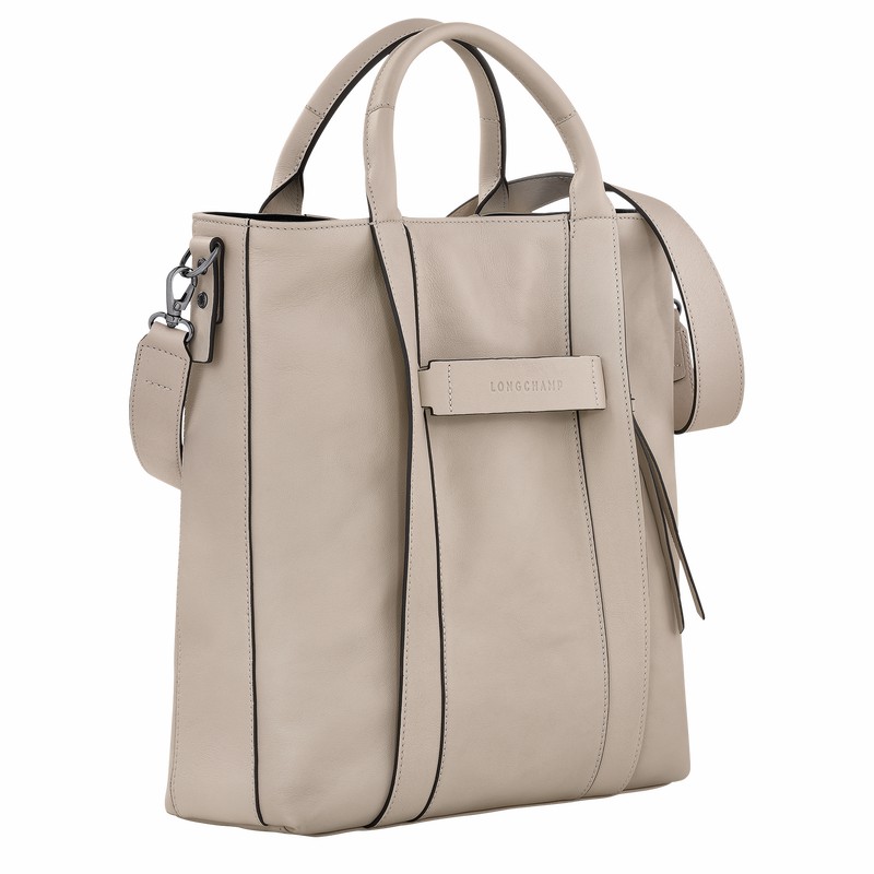 Longchamp 3D L Tote bag - Leather Grey | OUSV79604