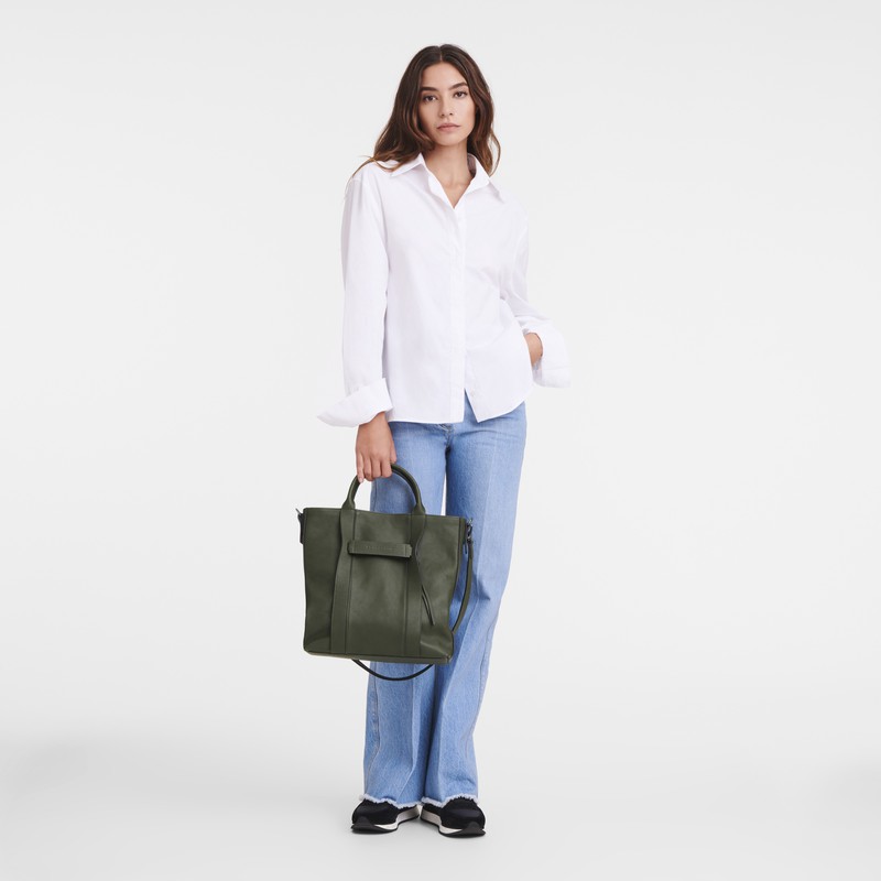 Longchamp 3D L Tote bag - Leather Khaki | YQXZ12876