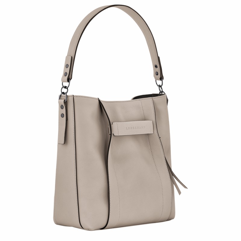 Longchamp 3D M Hobo bag - Leather Grey | ZKFI61950