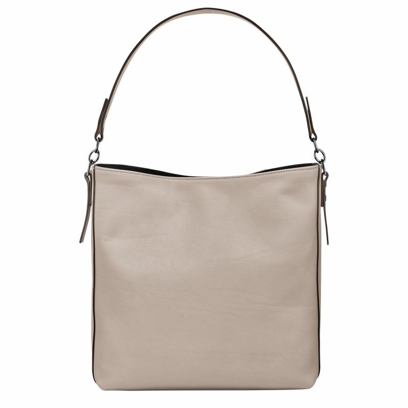 Longchamp 3D M Hobo bag - Leather Grey | ZKFI61950