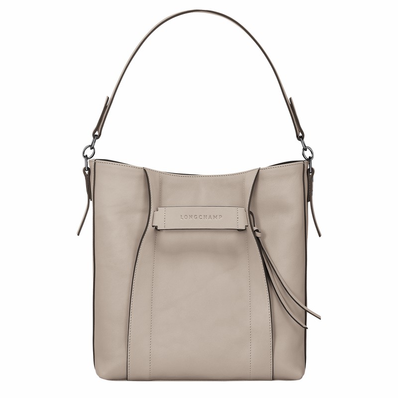 Longchamp 3D M Hobo bag - Leather Grey | ZKFI61950