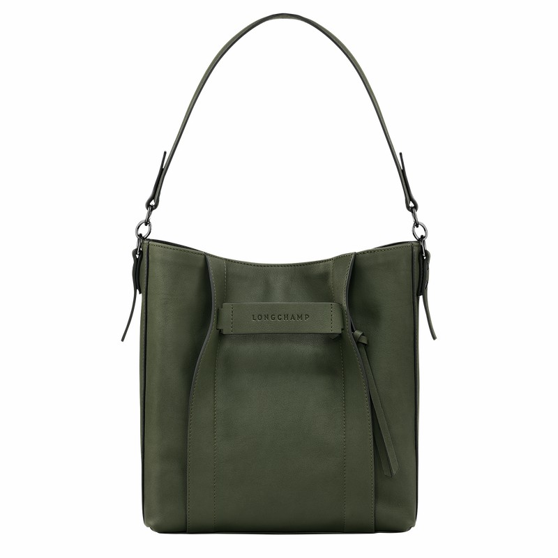 Longchamp 3D M Hobo bag - Leather Khaki | PKBC68251