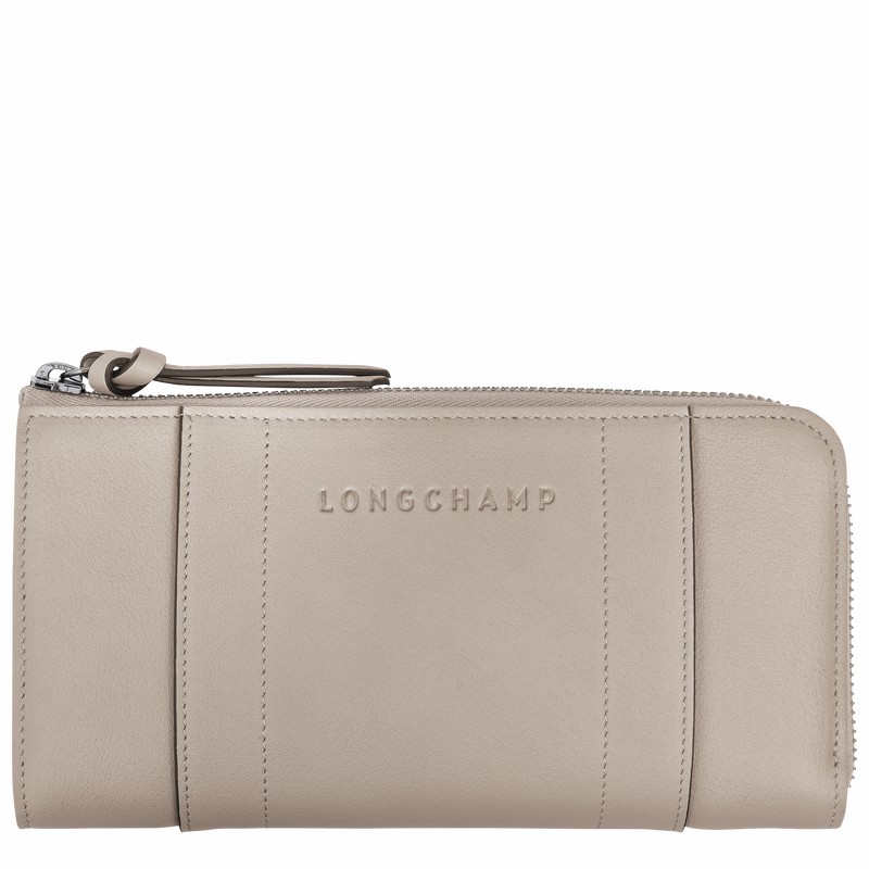 Longchamp 3D Zip around wallet - Leather Grey | ARDY62748