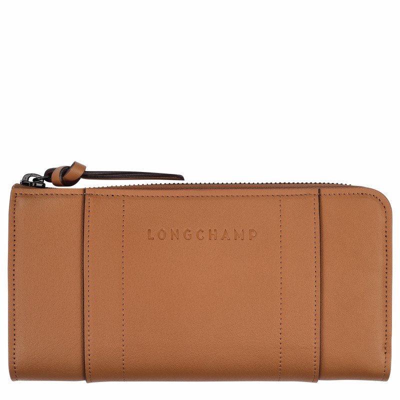 Longchamp 3D Zip around wallet - Leather Beige | FHLO45069