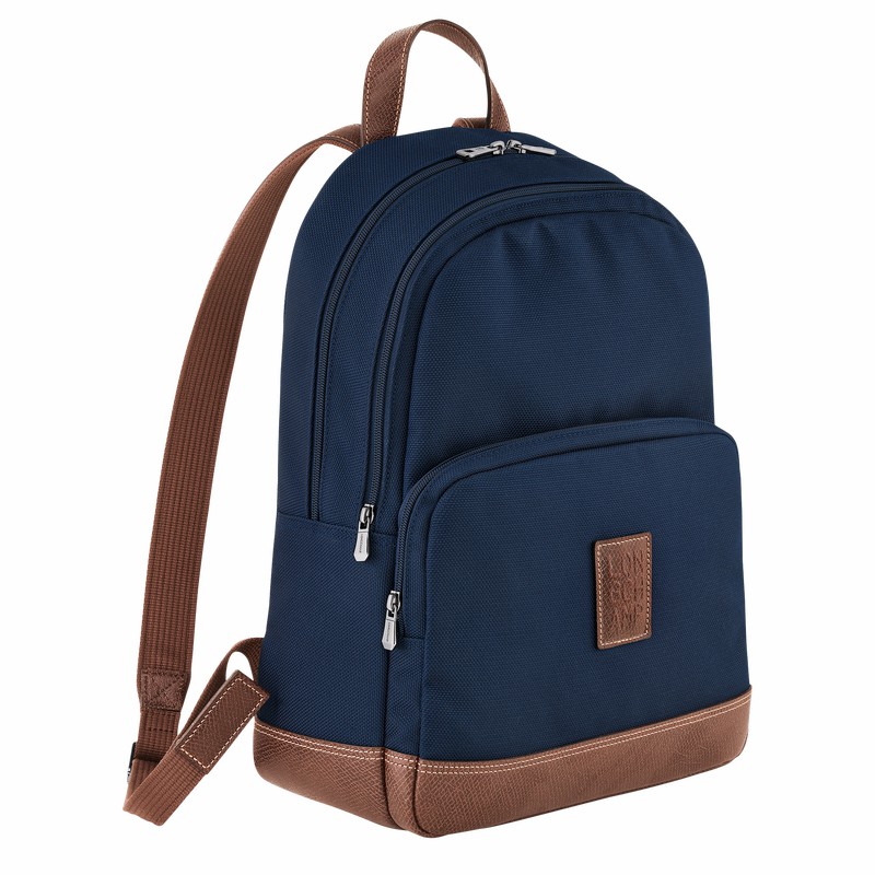 Longchamp Boxford Backpack - Recycled canvas Blue | JSIT64573