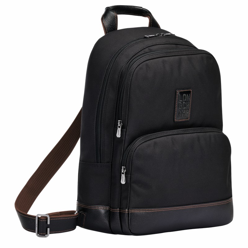 Longchamp Boxford Backpack - Recycled canvas Black | YUXT63819