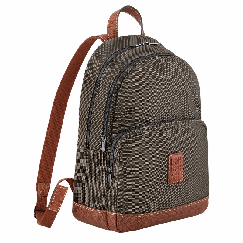 Longchamp Boxford Backpack - Recycled canvas Brown | NOPB43768