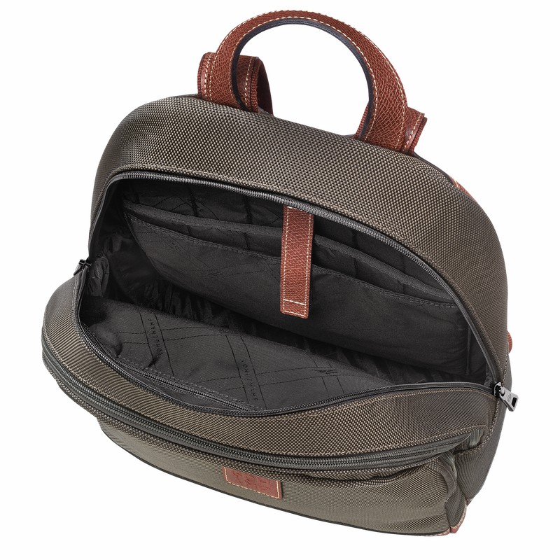 Longchamp Boxford Backpack - Recycled canvas Brown | NOPB43768