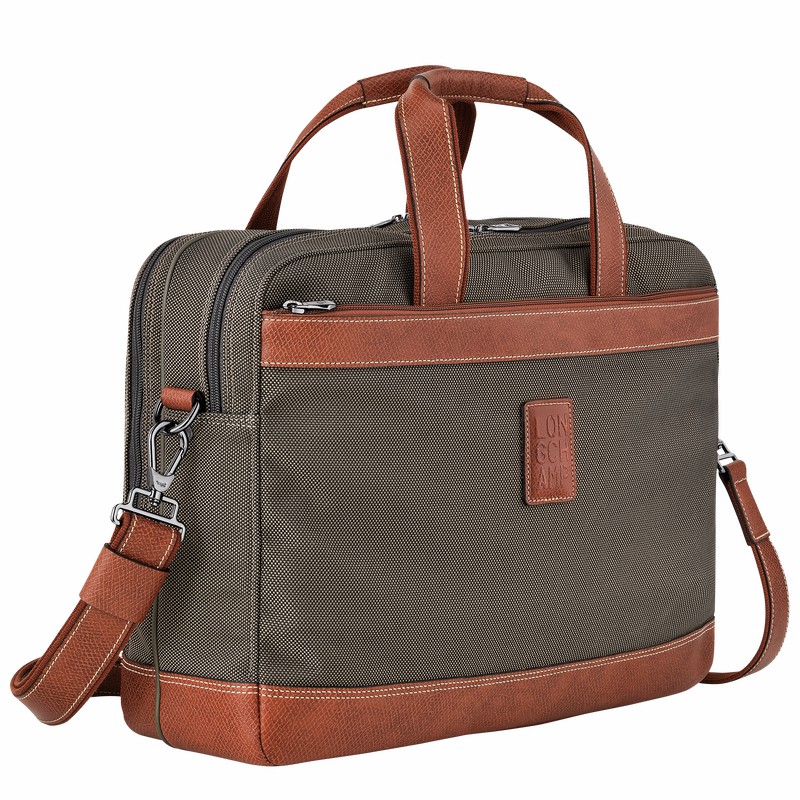 Longchamp Boxford L Briefcase - Recycled canvas Brown | JAOH46981