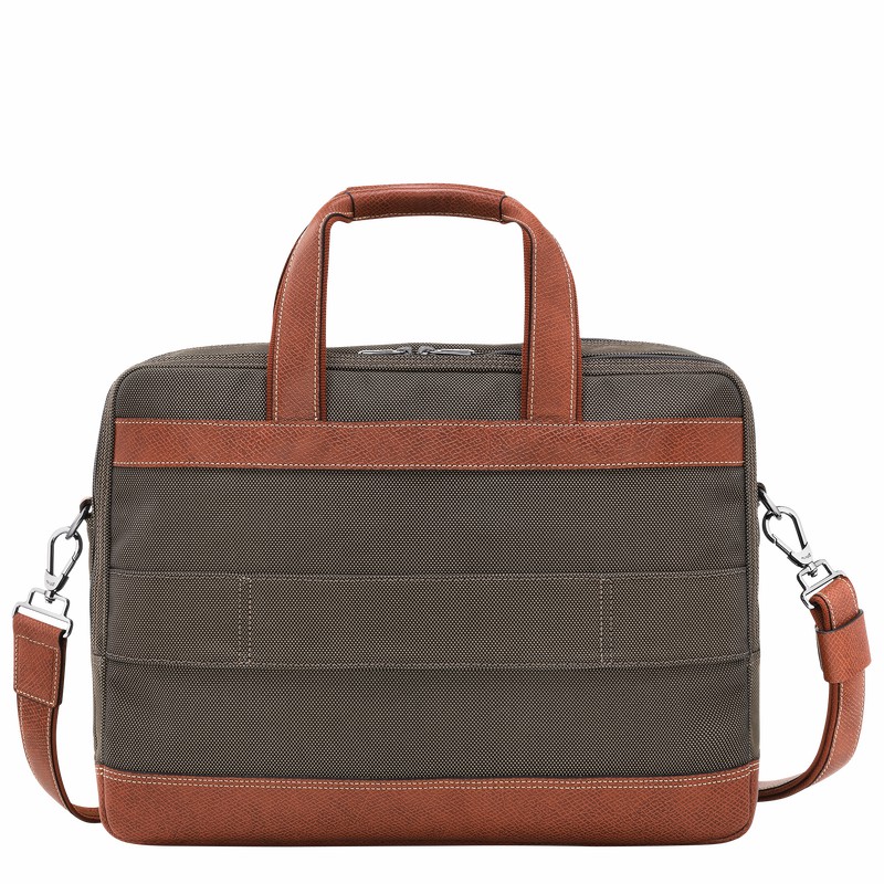 Longchamp Boxford L Briefcase - Recycled canvas Brown | JAOH46981