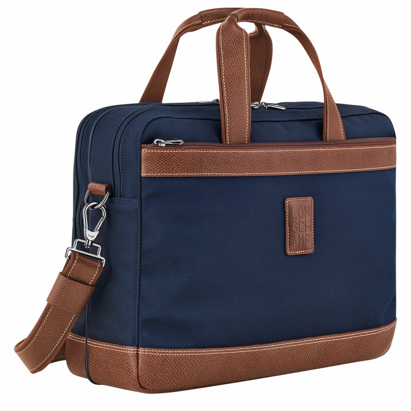 Longchamp Boxford L Briefcase - Recycled canvas Blue | YQHF90231