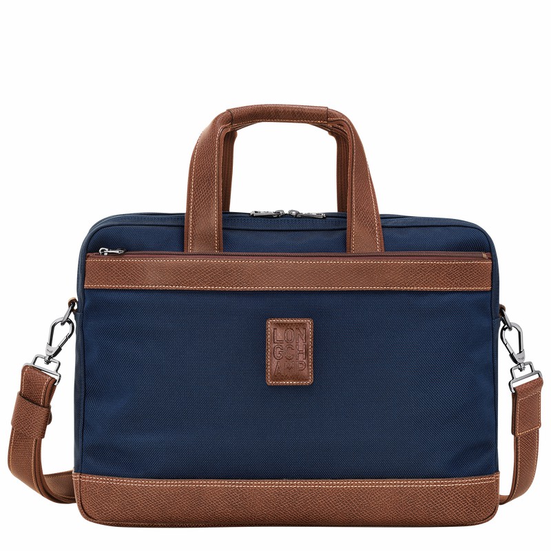 Longchamp Boxford L Briefcase - Recycled canvas Blue | YQHF90231