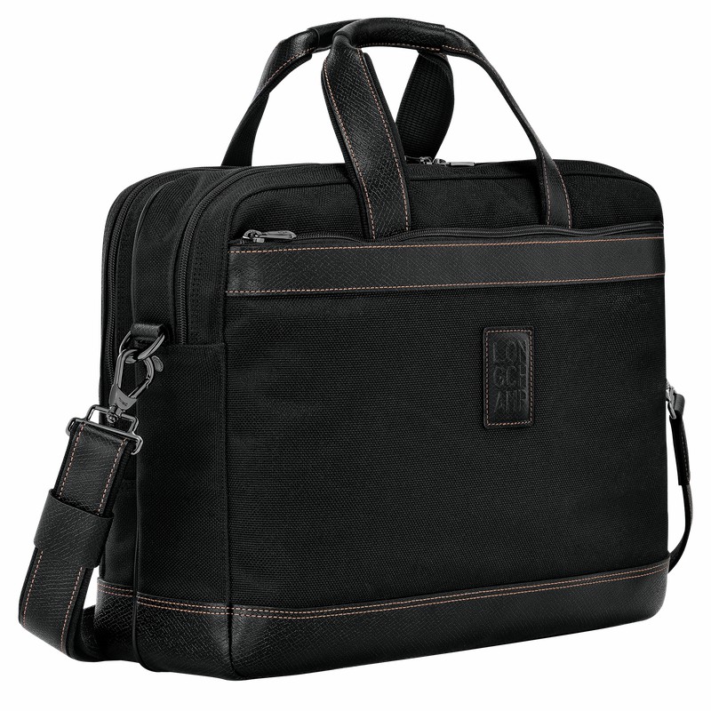 Longchamp Boxford L Briefcase - Recycled canvas Black | BZFK09285