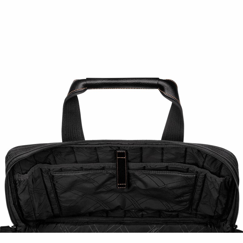 Longchamp Boxford L Briefcase - Recycled canvas Black | BZFK09285